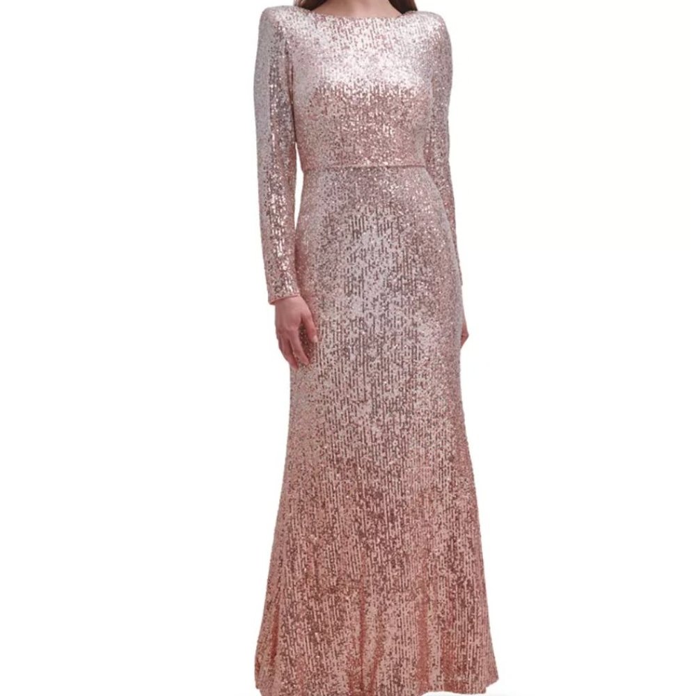 Pink Ombre Sequin Gown